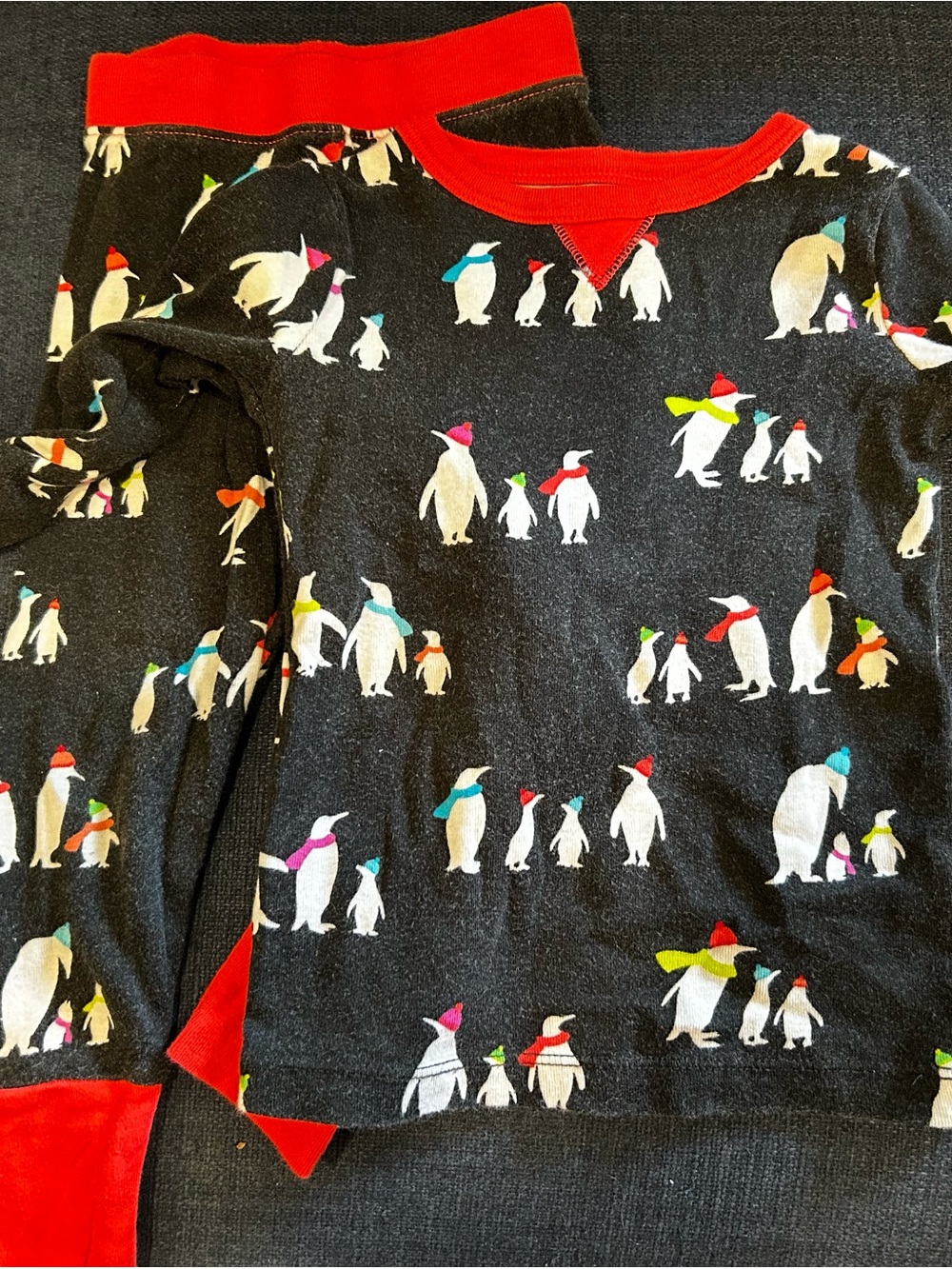 Wondershop Black Penguin Pajama Set with Red Trim
